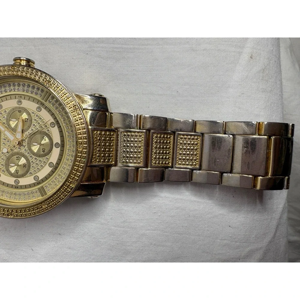 King Master Men's Gold Tone Stainless Steel Watch Genuine Diamond Accents